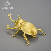 Lotus Fun 18K Gold Big Trypoxylus Dichotomus Brooches Pin for Women 925 Sterling Silver Fashion Statement Jewelry Female Gift