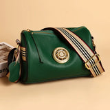 Genuine Leather Crossbody Bag, Stylish Black, Camel, Green Women's Trendy Handbag with Adjustable Strap, Waterproof