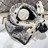green Women 100% Mulberry Silk Scarf For Hair Headscarf Spring Fall Elegant Floral Small Silk Square Neck Scarves Neckerchief