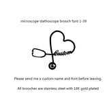 Personalized Customized Name Brooches For Women Gold Color Stainless Steel Letter Stethoscope Pin Badges Broochs Wedding Jewelry