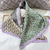 green Women 100% Mulberry Silk Scarf For Hair Headscarf Spring Fall Elegant Floral Small Silk Square Neck Scarves Neckerchief
