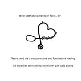 Personalized Customized Name Brooches For Women Gold Color Stainless Steel Letter Stethoscope Pin Badges Broochs Wedding Jewelry