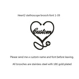 Personalized Customized Name Brooches For Women Gold Color Stainless Steel Letter Stethoscope Pin Badges Broochs Wedding Jewelry