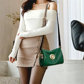Genuine Leather Crossbody Bag, Stylish Black, Camel, Green Women's Trendy Handbag with Adjustable Strap, Waterproof