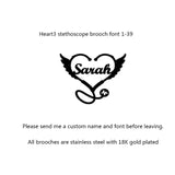 Personalized Customized Name Brooches For Women Gold Color Stainless Steel Letter Stethoscope Pin Badges Broochs Wedding Jewelry