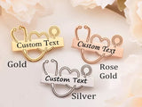 Personalized Customized Name Brooches For Women Gold Color Stainless Steel Letter Stethoscope Pin Badges Broochs Wedding Jewelry