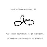 Personalized Customized Name Brooches For Women Gold Color Stainless Steel Letter Stethoscope Pin Badges Broochs Wedding Jewelry