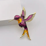 New Cute Vivid Flying Bird Brooch Ladies  Animal Hummingbird Phoenix Pigeon Crane Flamingo Pin Buckle Party Leisure