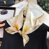 green Women 100% Mulberry Silk Scarf For Hair Headscarf Spring Fall Elegant Floral Small Silk Square Neck Scarves Neckerchief