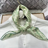 green Women 100% Mulberry Silk Scarf For Hair Headscarf Spring Fall Elegant Floral Small Silk Square Neck Scarves Neckerchief