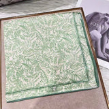green Women 100% Mulberry Silk Scarf For Hair Headscarf Spring Fall Elegant Floral Small Silk Square Neck Scarves Neckerchief