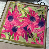 green Women 100% Mulberry Silk Scarf For Hair Headscarf Spring Fall Elegant Floral Small Silk Square Neck Scarves Neckerchief