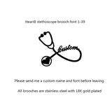 Personalized Customized Name Brooches For Women Gold Color Stainless Steel Letter Stethoscope Pin Badges Broochs Wedding Jewelry