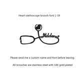 Personalized Customized Name Brooches For Women Gold Color Stainless Steel Letter Stethoscope Pin Badges Broochs Wedding Jewelry