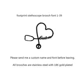 Personalized Customized Name Brooches For Women Gold Color Stainless Steel Letter Stethoscope Pin Badges Broochs Wedding Jewelry