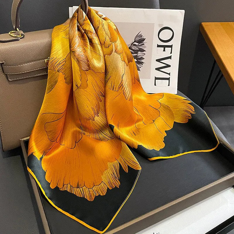 100% Silk Scarf Women Mulberry Luxury High Quality Square Fashion Print Hair Neckerchief Lady Shawl Wraps Hijab Bandana Scarves