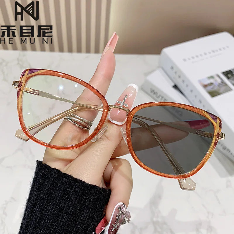 2025 new ultra-light glasses frame student anti-blue light glasses for women photochromic reading glasses
