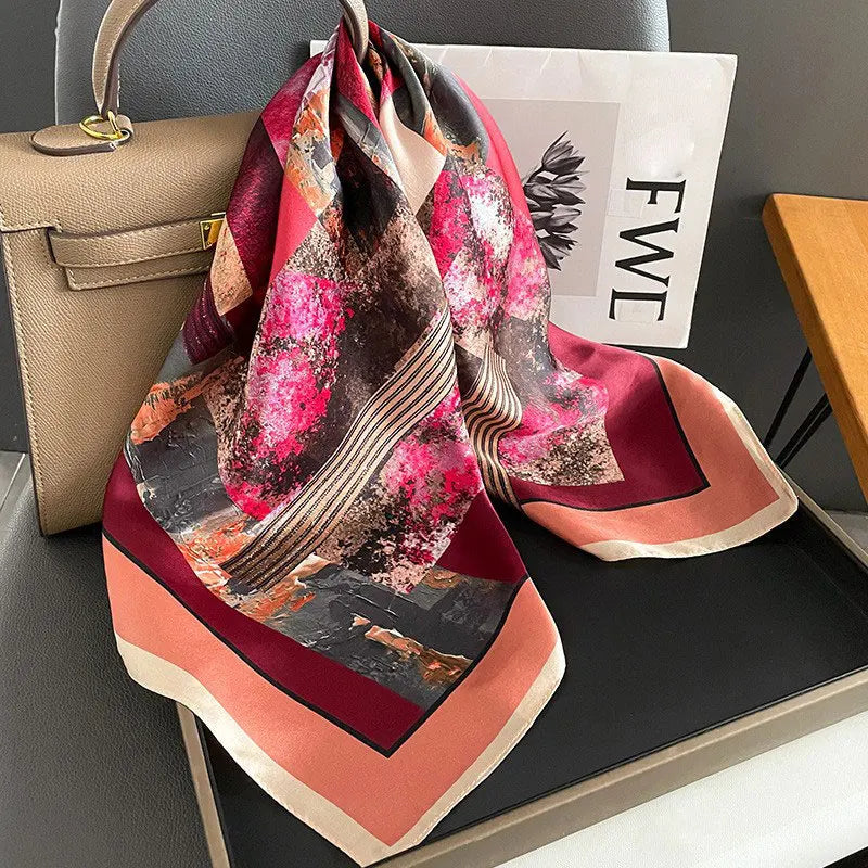 100% Silk Scarf Women Mulberry Luxury High Quality Square Fashion Print Hair Neckerchief Lady Shawl Wraps Hijab Bandana Scarves